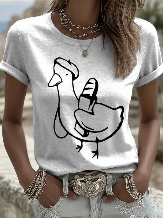 T-Shirt Décontracté Imprimé Français Vintage