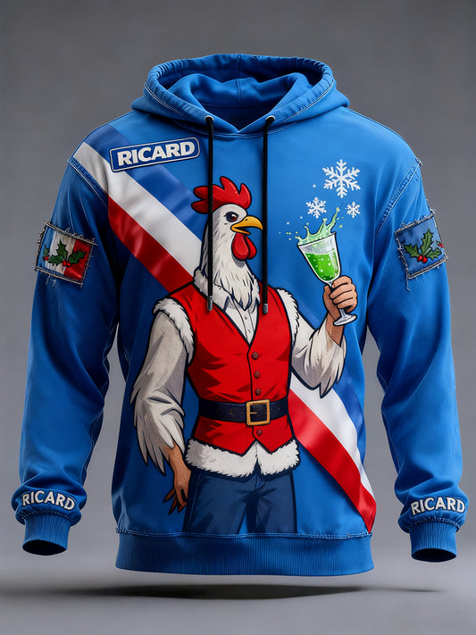 Sweat à capuche décontracté pour homme Drapeau français Ricard