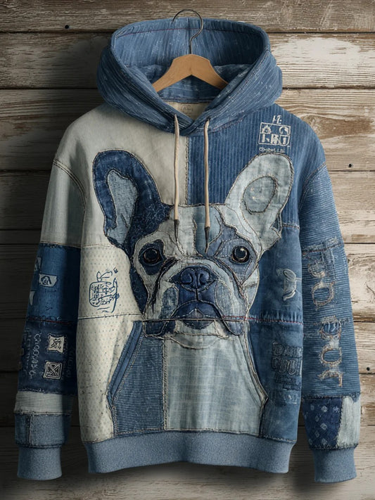 Denim Chien Imprimer Art Casual Hoodie