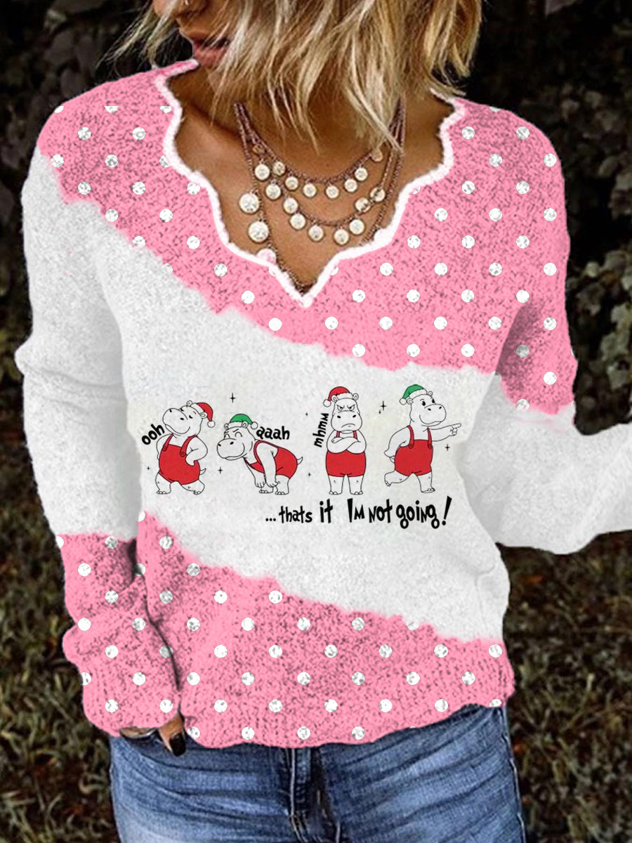 Funny Hippo Holiday That's It I'm Not Going Christmas Top pour femmes