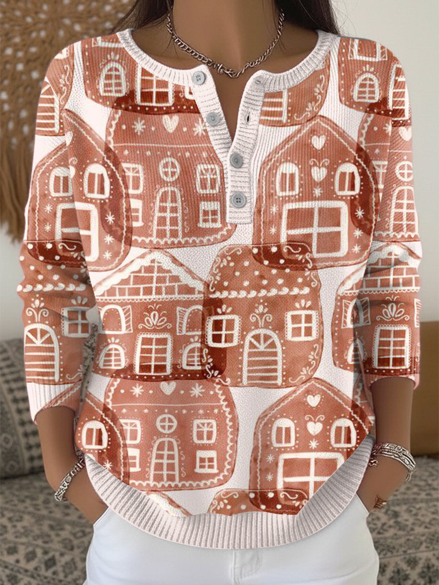 Pull col Henley Christmas House Femme