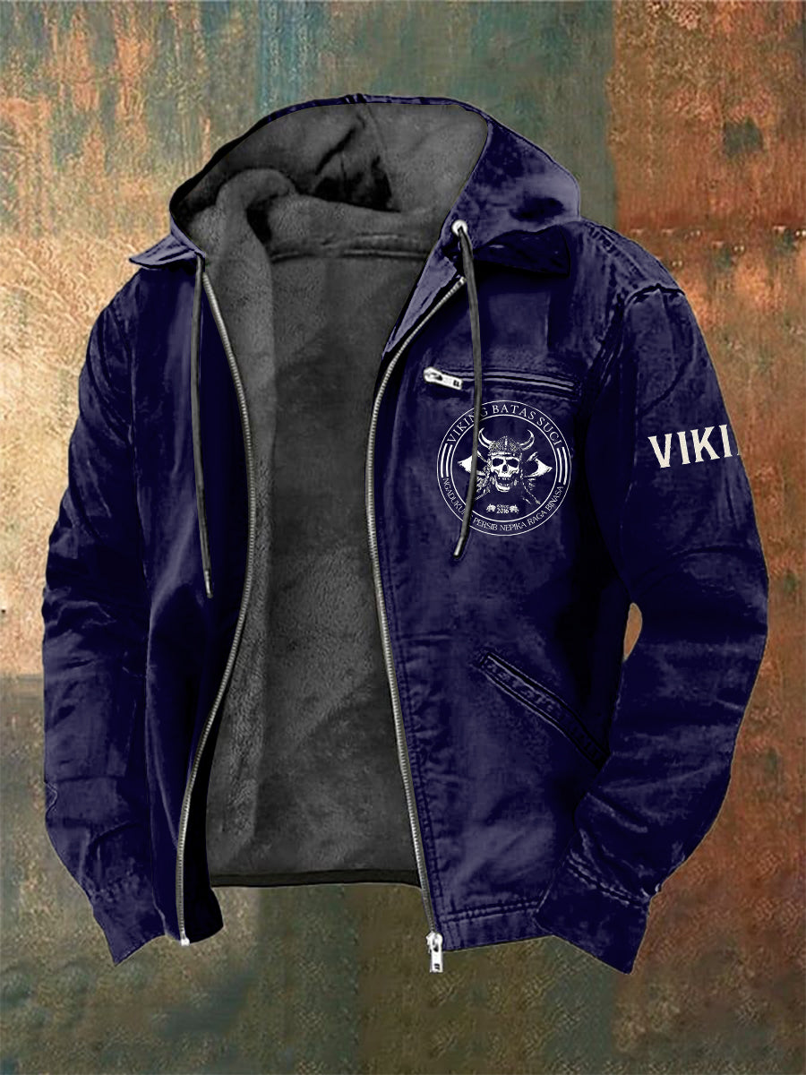 Veste à capuche à manches longues imprimée Viking Warrior Skull pour homme
