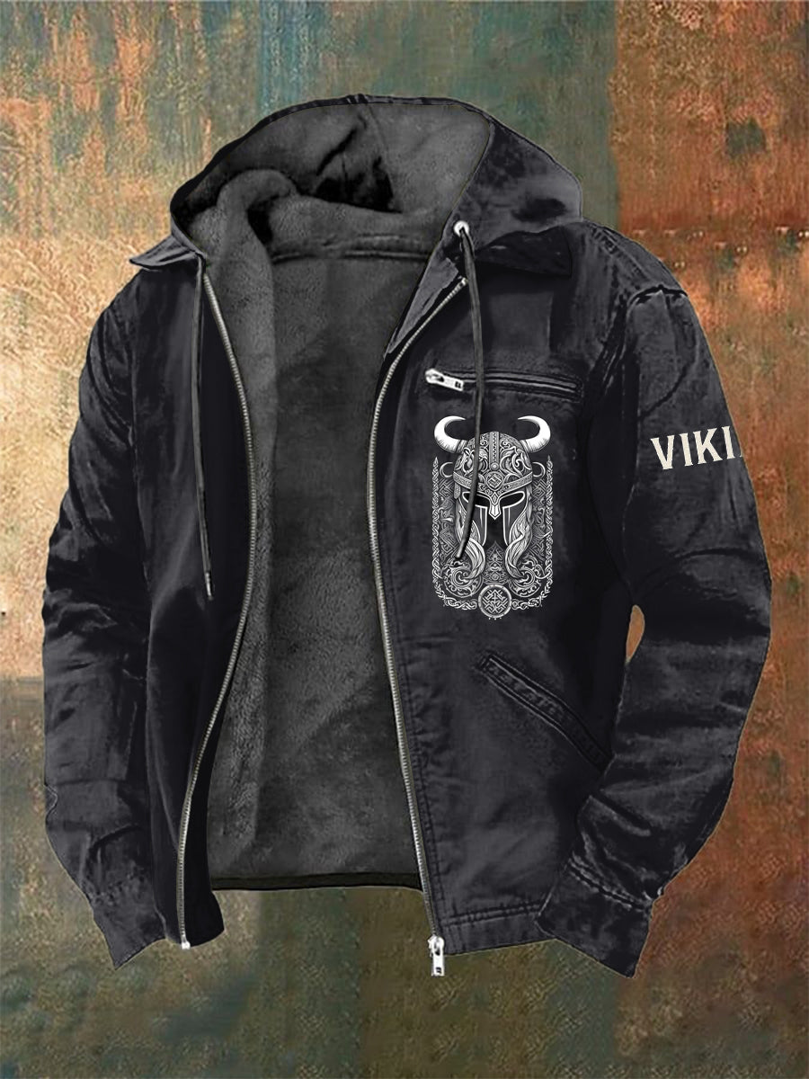 Veste à capuche à manches longues imprimée Viking Warrior pour homme