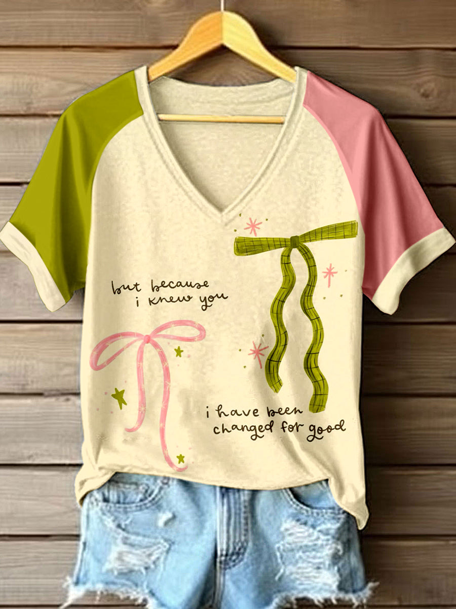 J'ai été changé pour bon Art des femmes Imprimer V-Neck T-Shirt