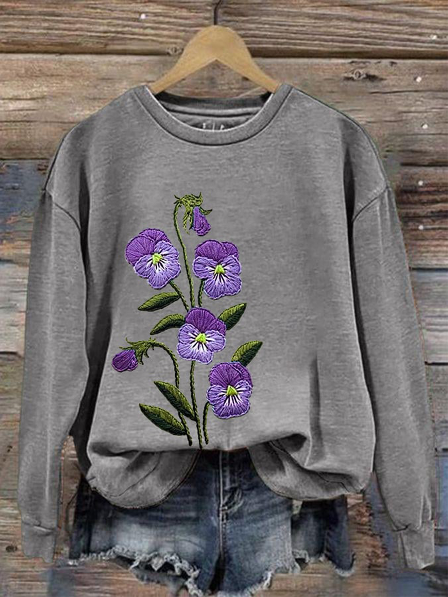 Sweatshirt de soutien de sensibilisation d'Alzheimer de fleur pourpre des femmes