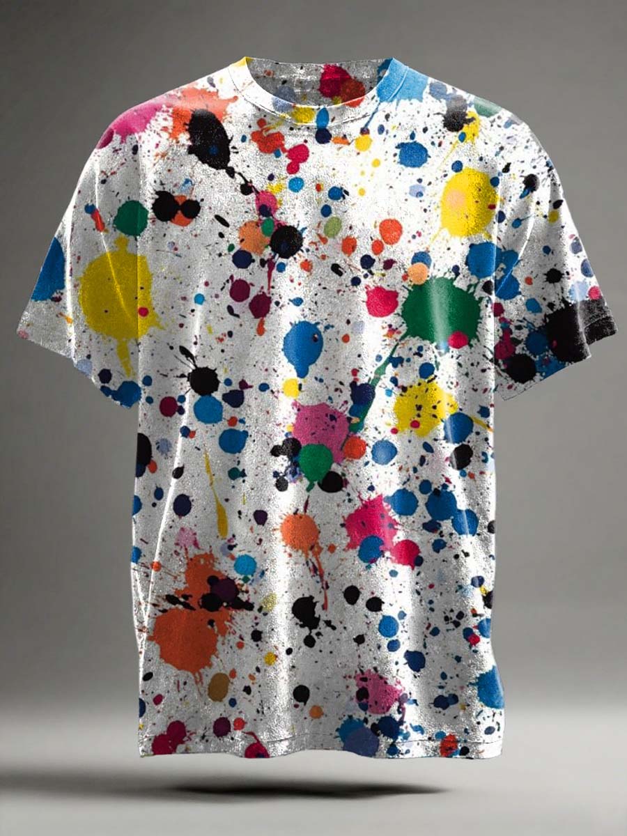 Peinture à l'huile abstraite Ink Splash Print T-shirt décontracté à manches courtes