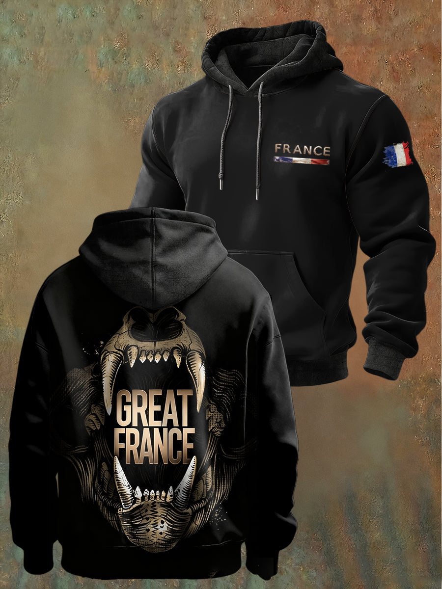 Sweat-shirt à capuche décontracté pour hommes, drapeau français