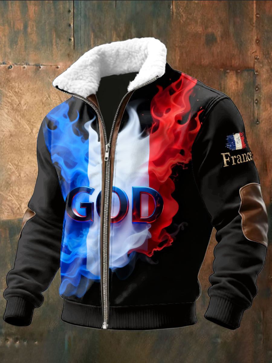 Veste décontractée drapeau français pour hommes