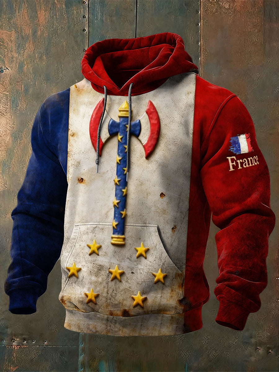 Sweat à capuche décontracté créatif inspiré du vintage français pour hommes