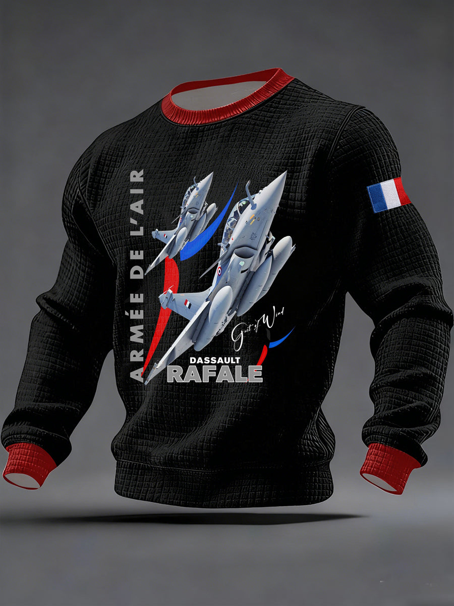 Chandail à col rond Avion De Chasse Français Dassault Homme