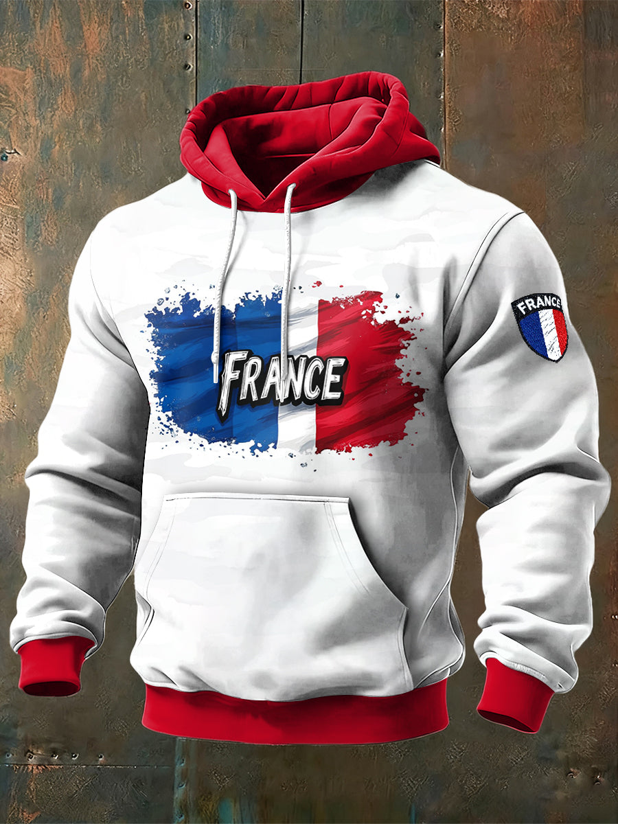 Sweat Homme Drapeau Français Rouge Et Blanc Patchwork
