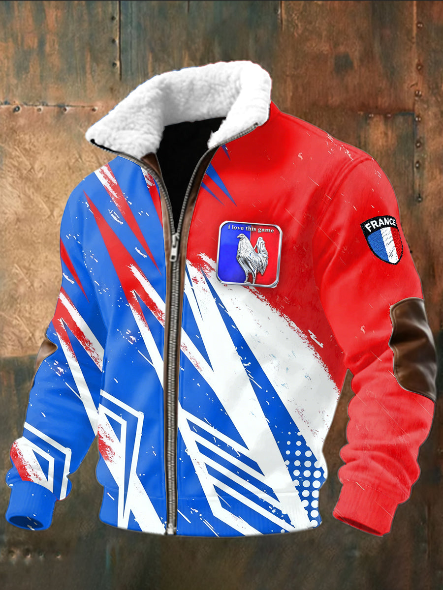 Le sweat-shirt des hommes avec la conception française de coq de drapeau