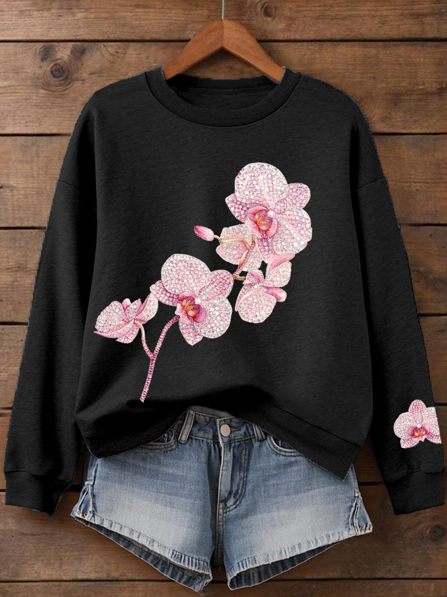 Femmes Plantes Fleurs Imprimer Sweatshirt