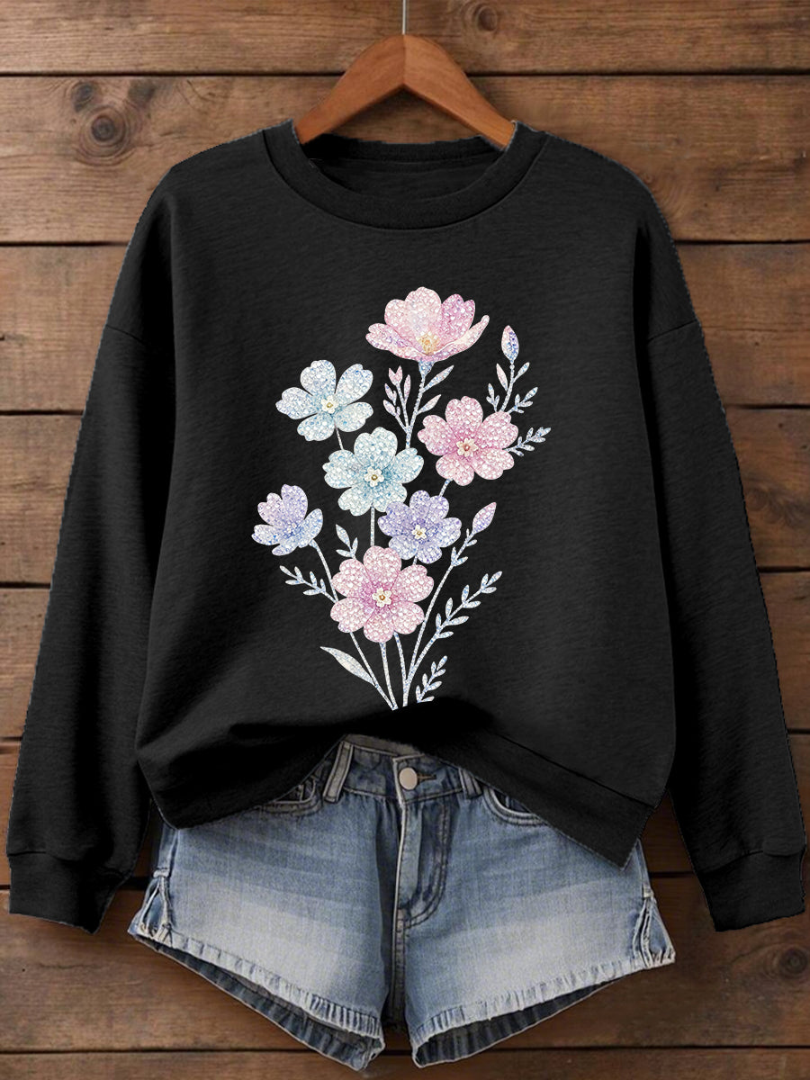 Femmes Plantes Fleurs Imprimer Sweatshirt