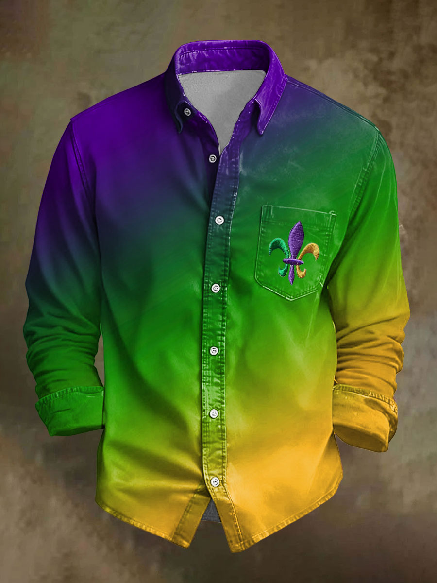 Chemise décontractée imprimée Mardi Gras pour hommes
