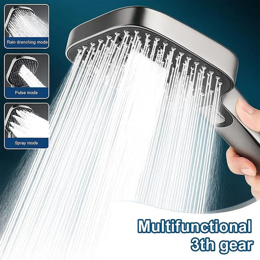 High Pressure Shower Head, 3 Mode Handheld Sprayer Rainfall Water Saving for UK Bathrooms – Easy DIY Fit, Universal G1/2 Connector. Boosts Low Flow