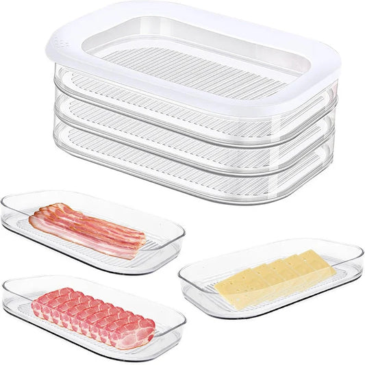 🔥50% OFF!🥬3 Layer Reusable Food Storage Containers with Lid Clear Fridge Crisper🌬️