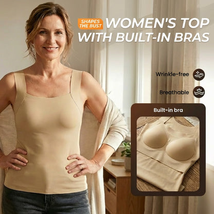 Women’s Thermal U-Neck Top with Built-In Bra💗No Bra Needed! Warm & Cozy