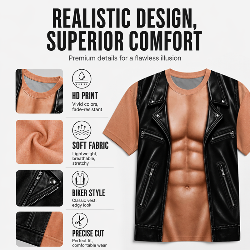 📢📢 50% Off!! ⏰Men's Funny Fake Muscle Print T-Shirt