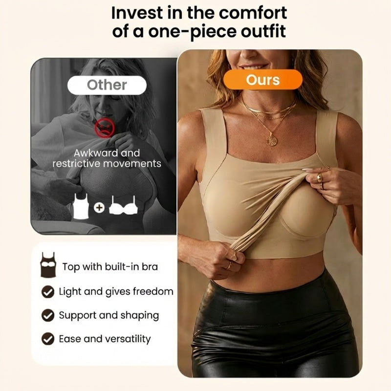 Women’s Thermal U-Neck Top with Built-In Bra💗No Bra Needed! Warm & Cozy