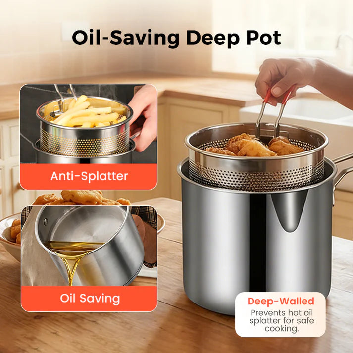 🔥Hot Sale 49% OFF🔥304 Stainless Steel Multifuntional Fryer✨Restaurant-quality food at home🍟