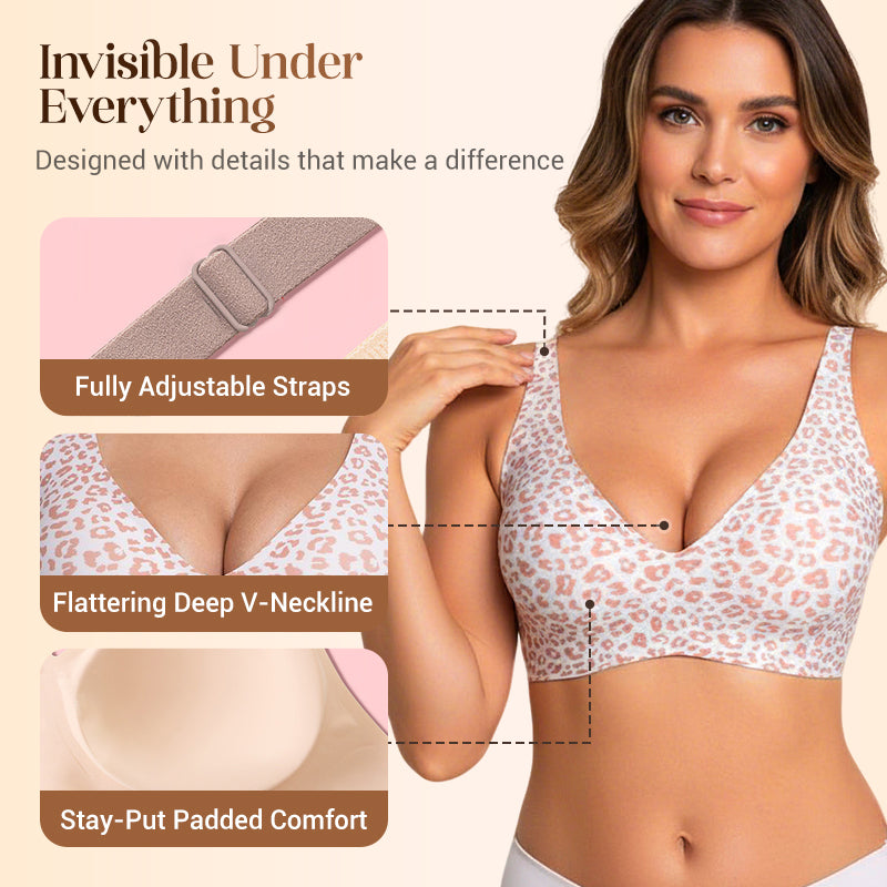 💗Special Price £9.99!⚡50K+ SOLD!!💕Womens Comfortable Wireless Bras Push Up Bralettes Seamless Tshirts Bras Deep V Everyday Bras