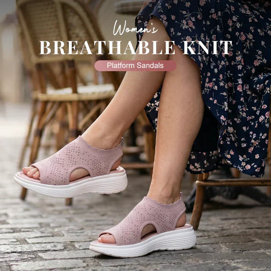 ⏳ONLY ￡17.99!!💐 Women's Breathable Knit Platform Sandals – Air-permeable knit upper, cushioned sole & lightweight comfy summer footwear ✨