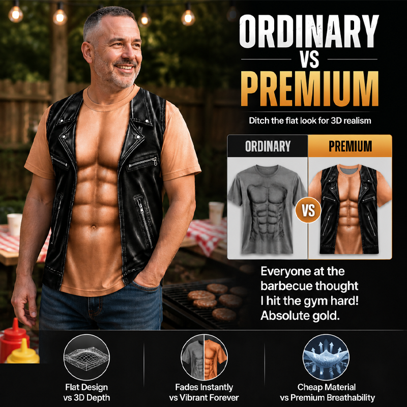 📢📢 50% Off!! ⏰Men's Funny Fake Muscle Print T-Shirt