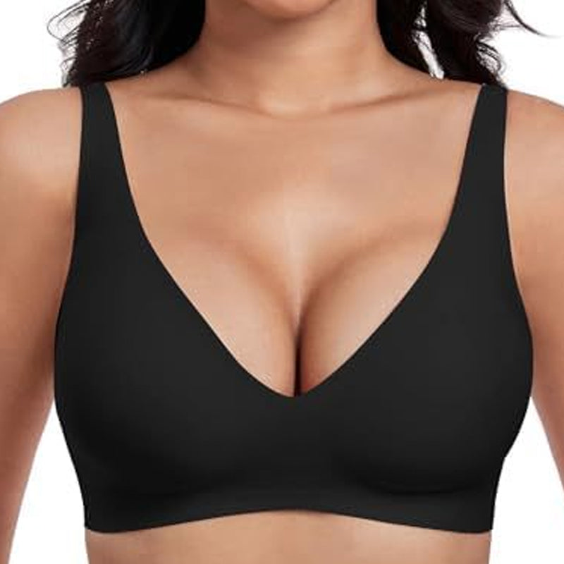 💗Special Price £9.99!⚡50K+ SOLD!!💕Womens Comfortable Wireless Bras Push Up Bralettes Seamless Tshirts Bras Deep V Everyday Bras