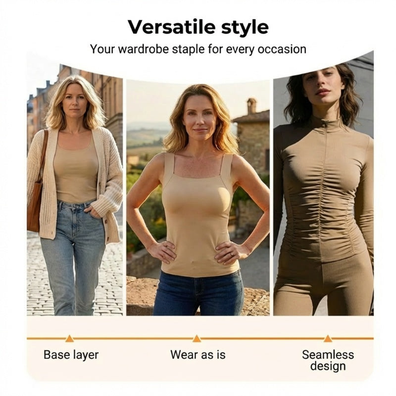 Women’s Thermal U-Neck Top with Built-In Bra💗No Bra Needed! Warm & Cozy