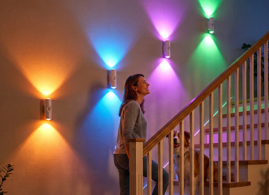 Smart LED Motion Sensor Night Light, Dimmable RGB Color Changing Wall Lamp, USB Rechargeable Gradient Magnetic Stick-on Ambient Light for Bedroom, Hallway, Entryway Home Lighting Decor Accessories