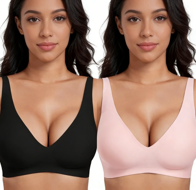 💗55% OFF⚡50K+ SOLD💕 Jelly Wireless Womens Comfortable Wireless Bras Push Up Bralettes Seamless Tshirts Bras Deep V Everyday Bras