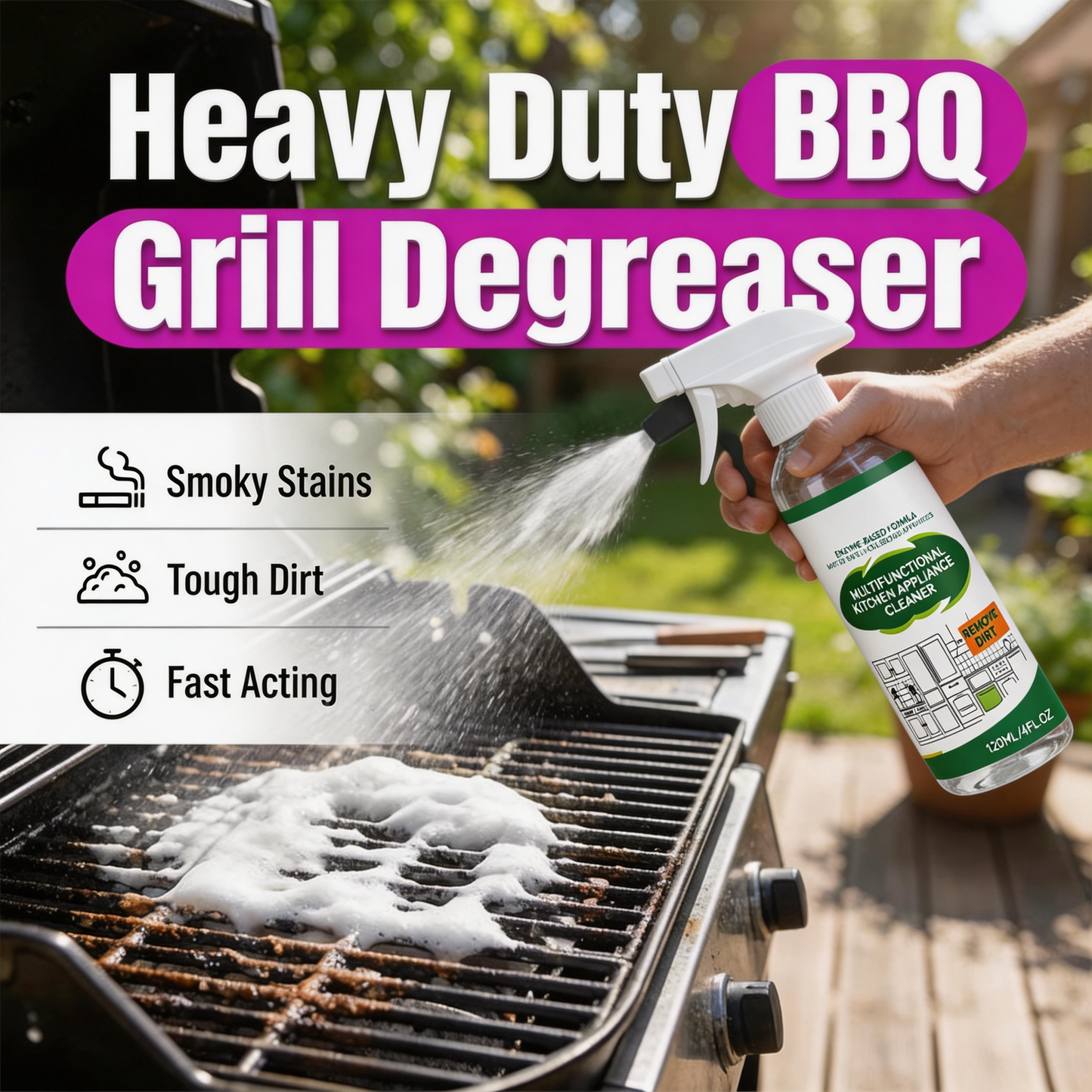 🥳 2026 HOT SALE 🥳  💥 50% OFF! Heavy-duty BBQ degreaser spray – works fast, removes grease instantly. Spray & wipe, no scrubbing required. Restore your BBQ’s shine in minutes. 🍖✨