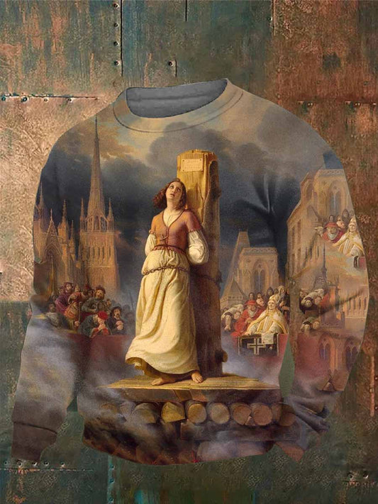 Sweat-shirt Décontracté À Imprimé Vintage Jeanne D'arc