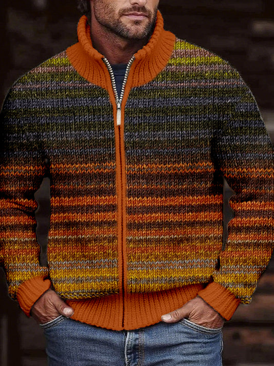 Cardigan en tricot confortable de couleur dégradé vintage pour hommes