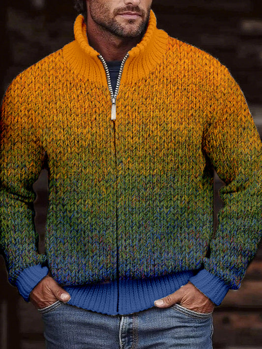 Cardigan en tricot confortable de couleur contrastée vintage pour hommes