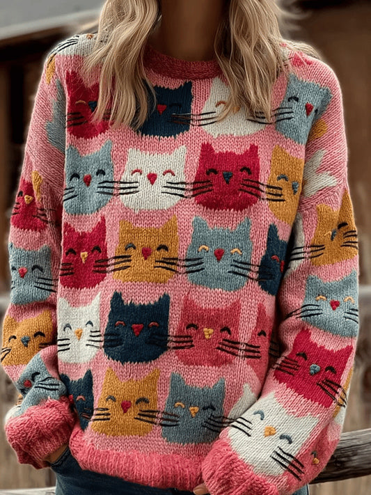 Sweat-shirt Tête de Chat Mignon Femme