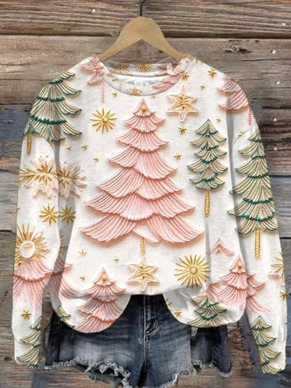 Pull à manches longues rétro automne Noël croisé