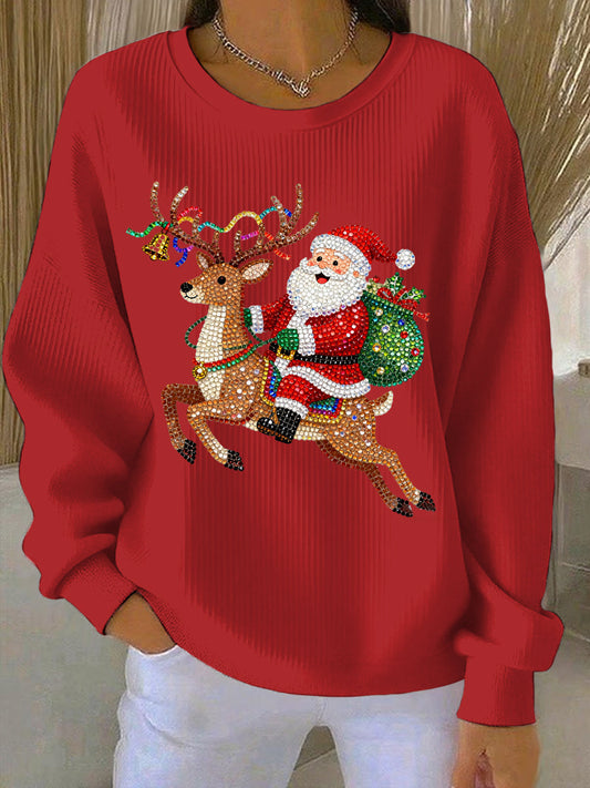 Sweat-shirt décontracté imprimé de Noël pour femmes