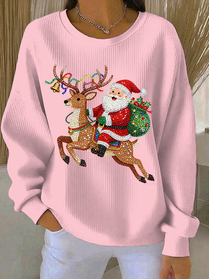 Sweat-shirt décontracté imprimé de Noël pour femmes