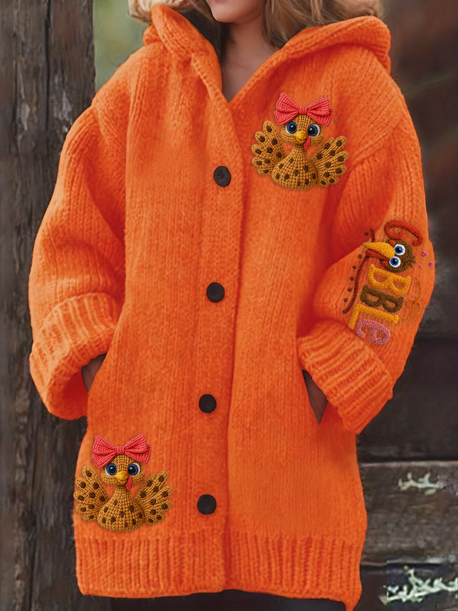 Pull à capuche imprimé Thanksgiving pour femme