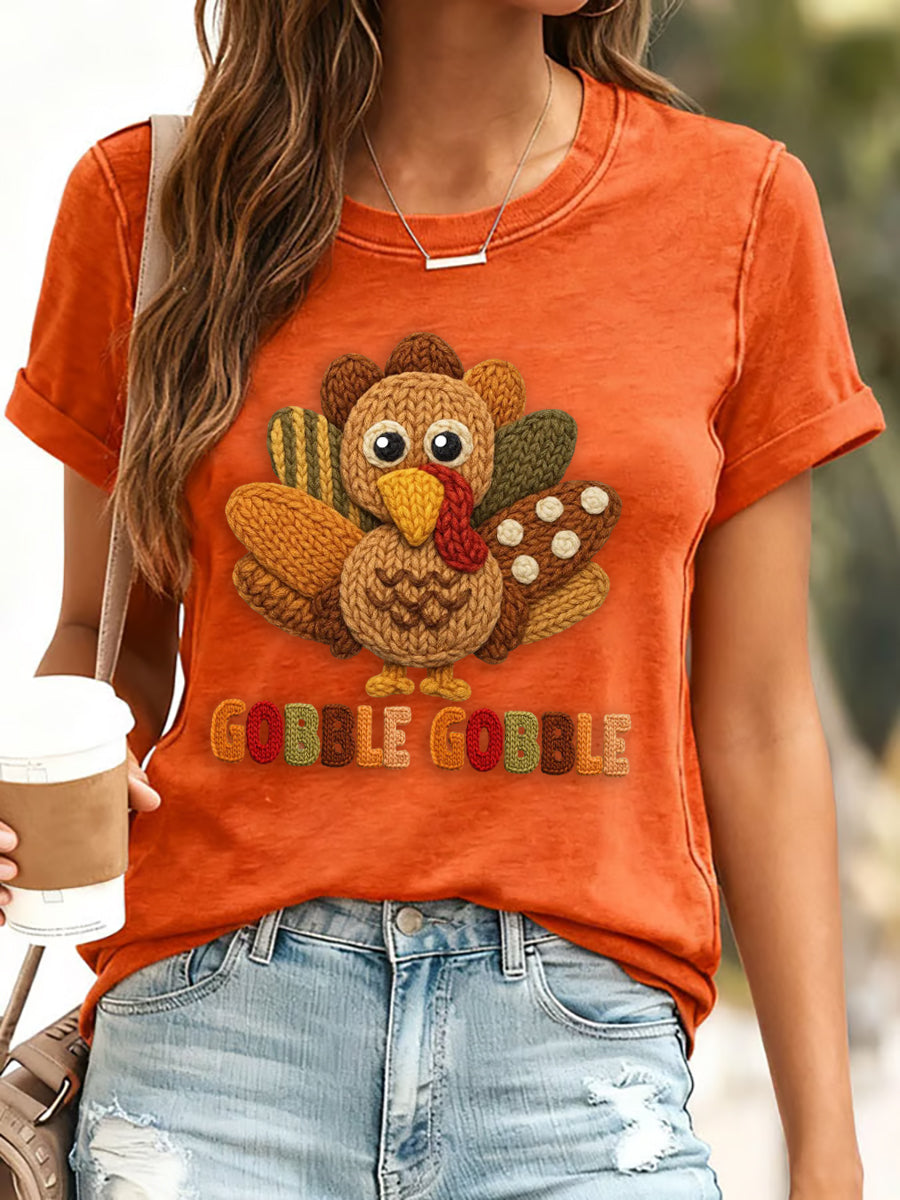 T-shirt imprimé de Thanksgiving pour femmes