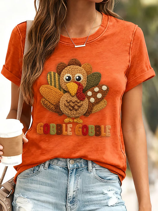 T-shirt imprimé de Thanksgiving pour femmes