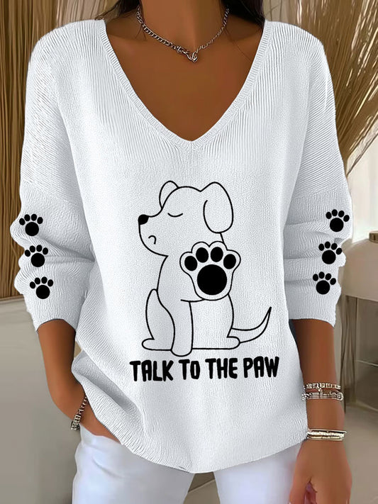 Hauts Talk To The Paw Dog à encolure en V Femme