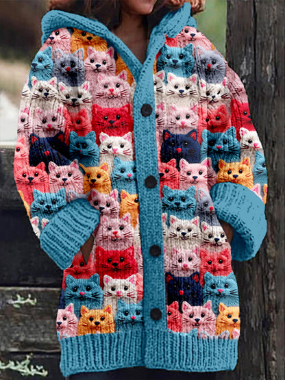 Sweat à capuche mignon chat imprimé pour femmes