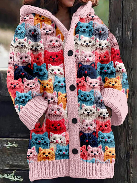Sweat à capuche mignon chat imprimé pour femmes