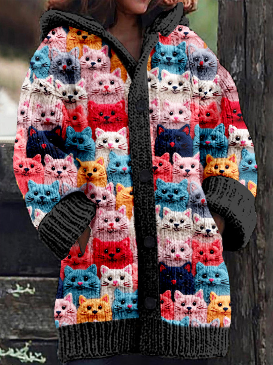 Sweat à capuche mignon chat imprimé pour femmes