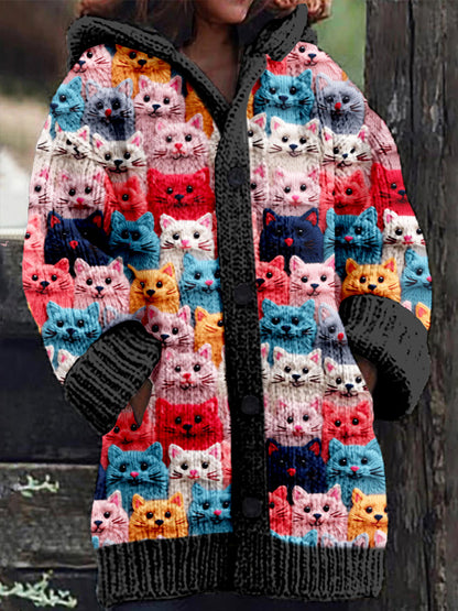 Sweat à capuche mignon chat imprimé pour femmes