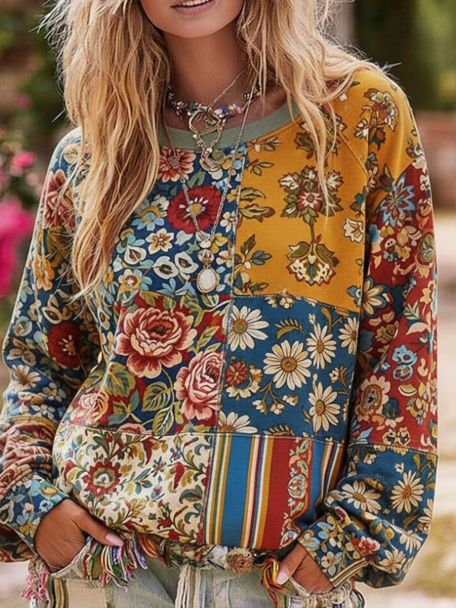 Bohème Boho Floral Art Imprimé Sweatshirt des femmes