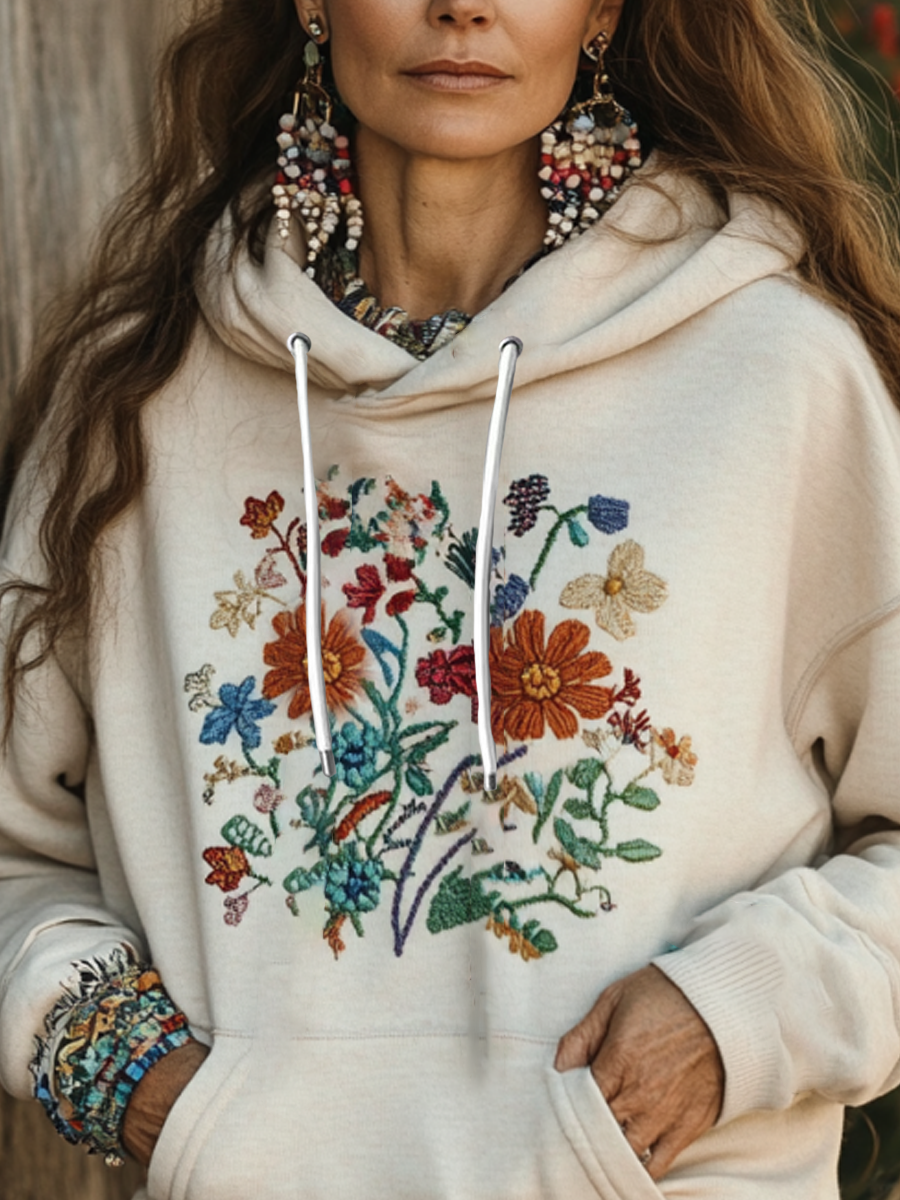 Bohème Boho Floral Art Imprimé Hoodie des femmes